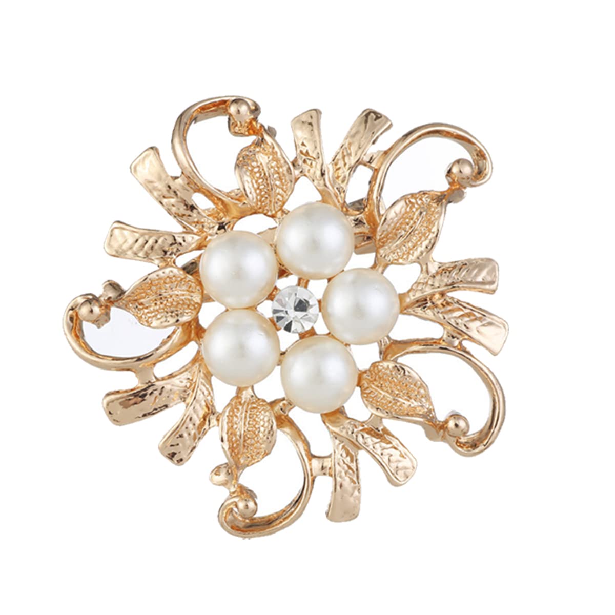 SANNIDHI Floral Pearl Brooch for Women Elegant Saree Brooch Pin Women's Wedding Bride Corsage Brooch Pin Jewelry Gift- Golden SANNIDHI Floral Pearl Brooch for Women Elegant Saree Brooch Pin Women's Wedding Bride Corsage Brooch Pin Jewelry Gift- Golden